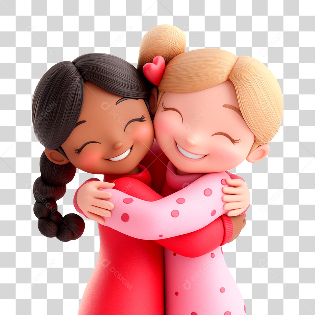 Mulheres Jovens Se Abraçando Vestindo Rosa