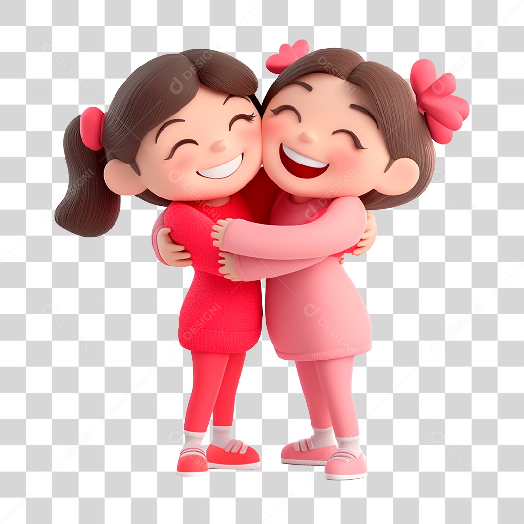 Mulheres Jovens Se Abraçando Vestindo Rosa PNG Transparente