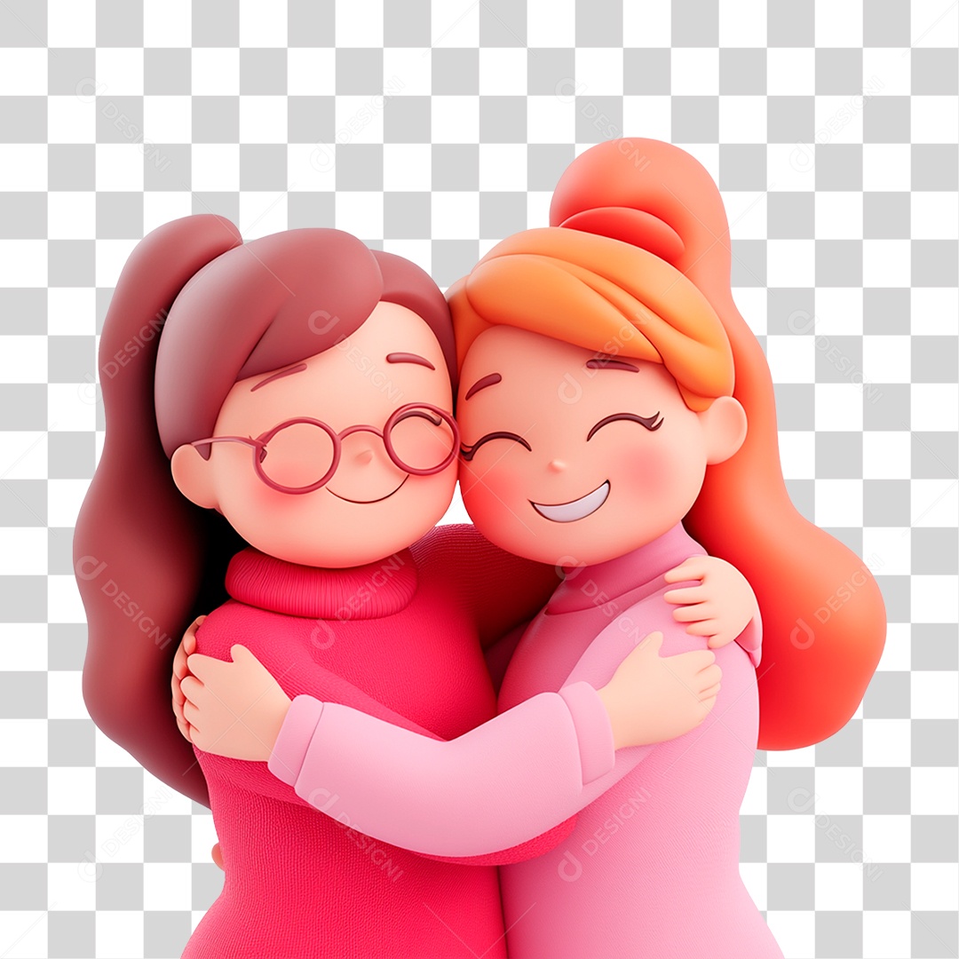 Mulheres jovens se abraçando vestindo rosa PNG Transparente