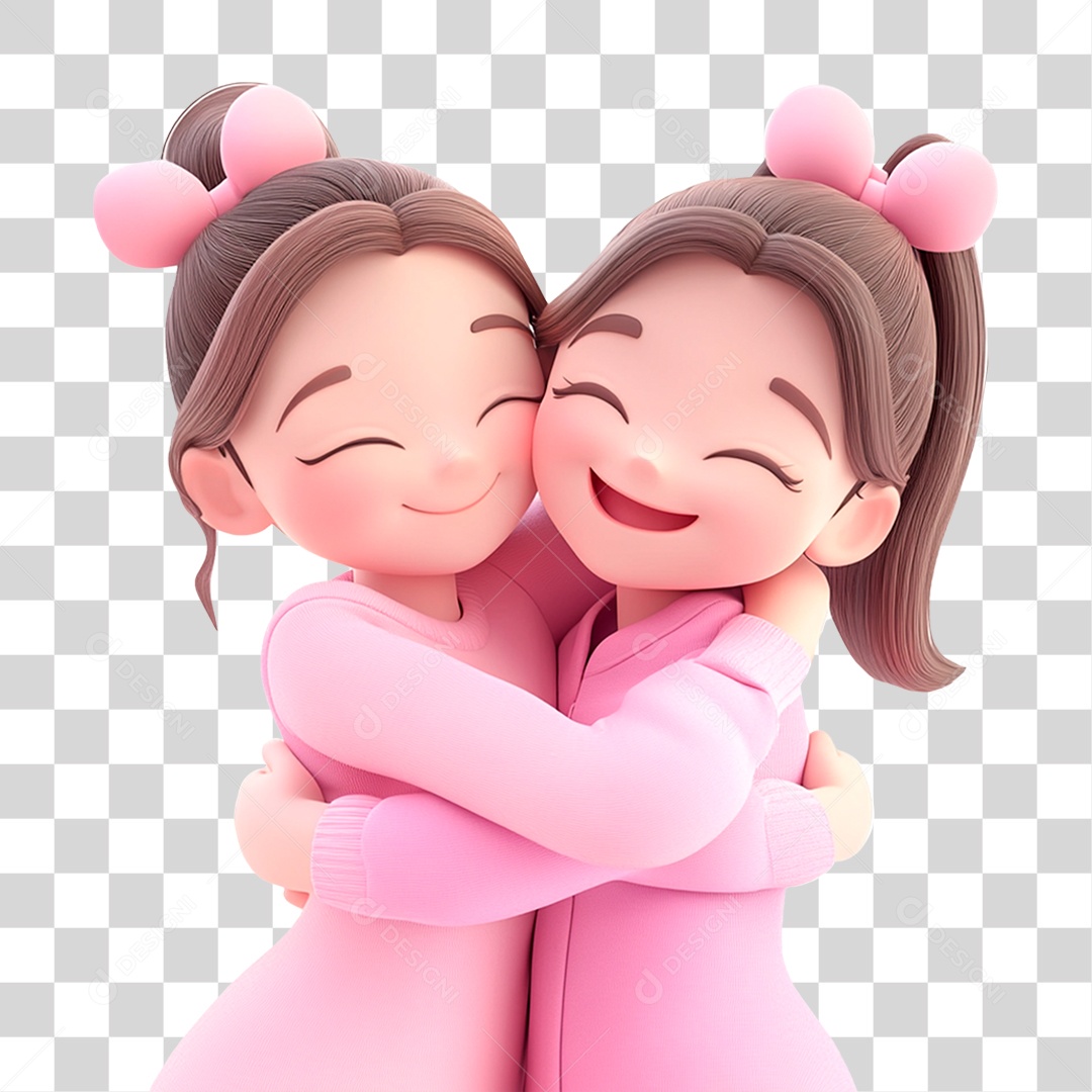 Mulheres Jovens Se Abraçando Vestindo Rosa PNG Transparente