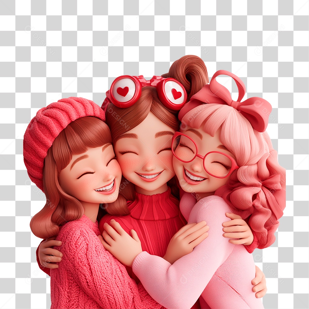 Women Embracing Wearing Pink