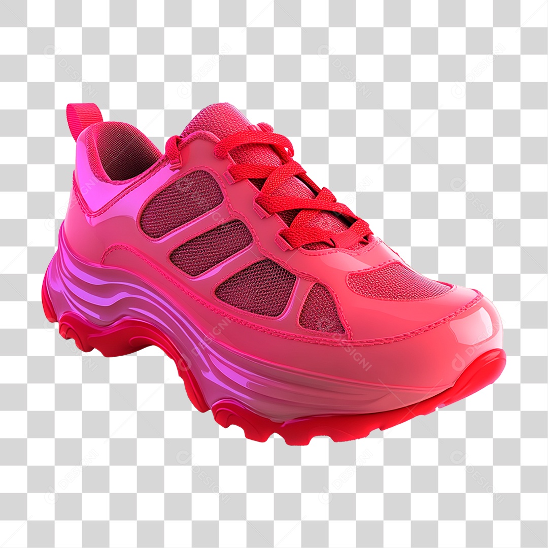 Sapato Finfa Na Cor Rosa e Vermelho Realista De Alta Resolução 3D