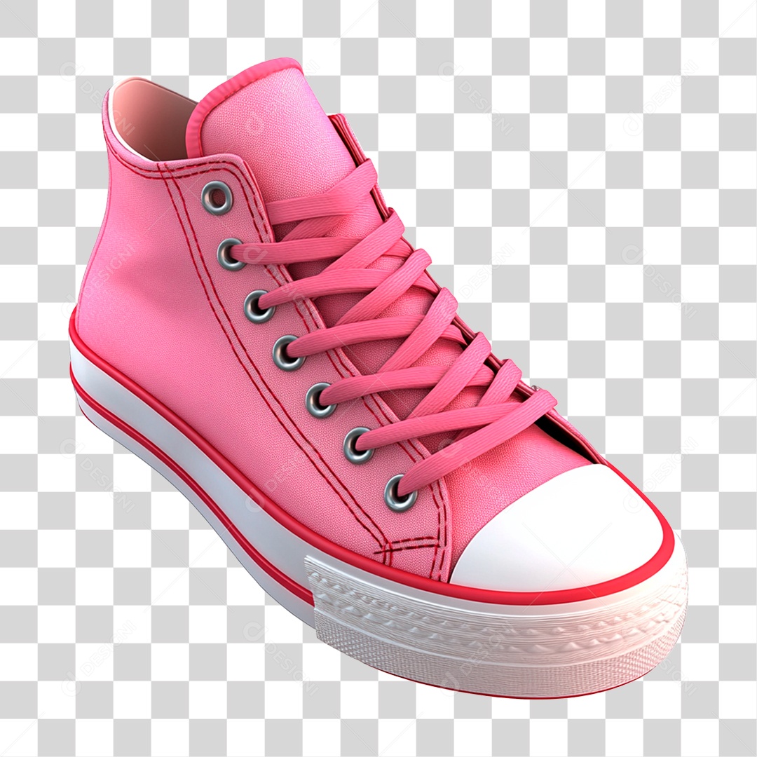 Sapato Finfa Na Cor Rosa e Branco Realista De Alta Resolução 3D