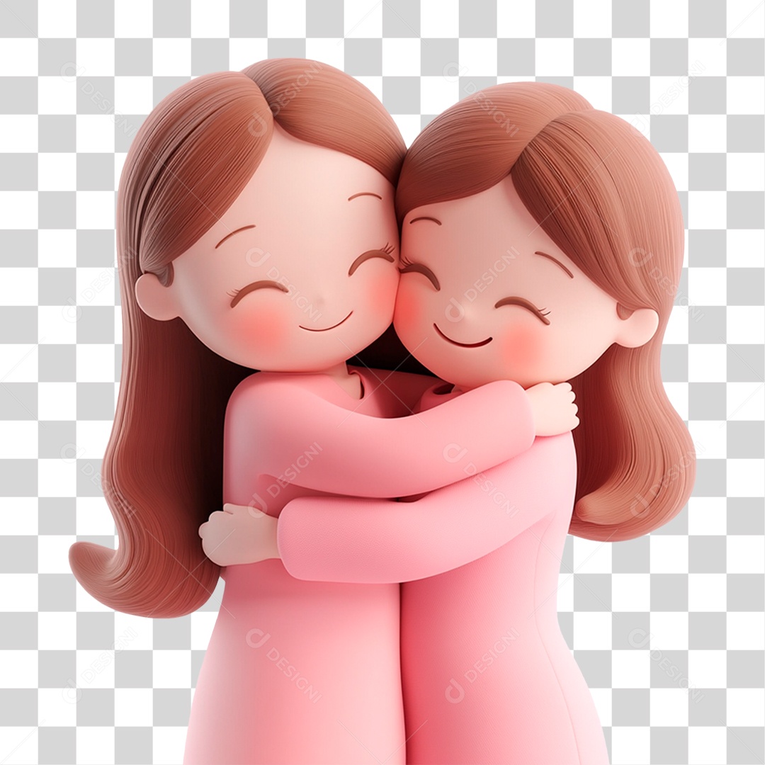 Mulheres jovens se abraçando vestindo rosa PNG Transparente