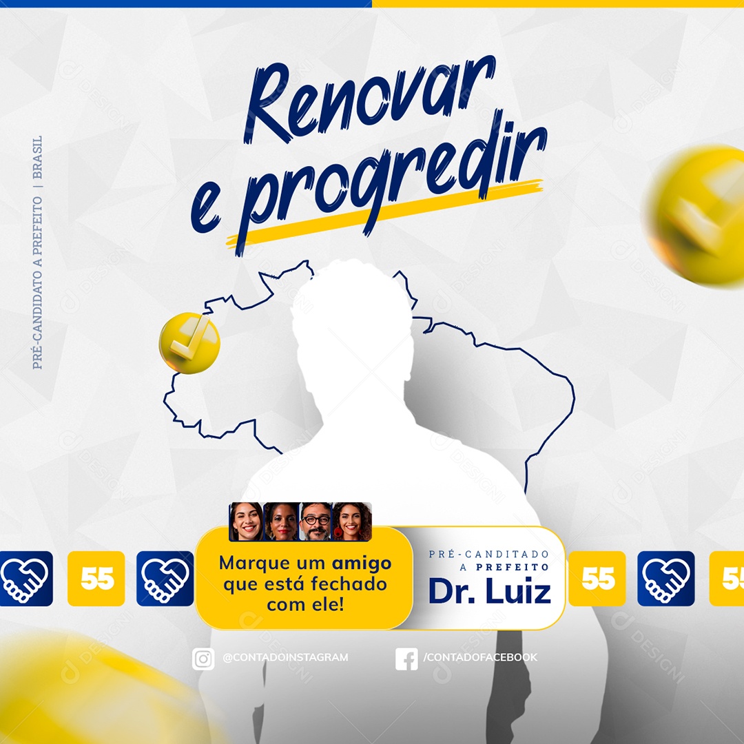 Política Renovar e Progredir Social Media PSD Editável