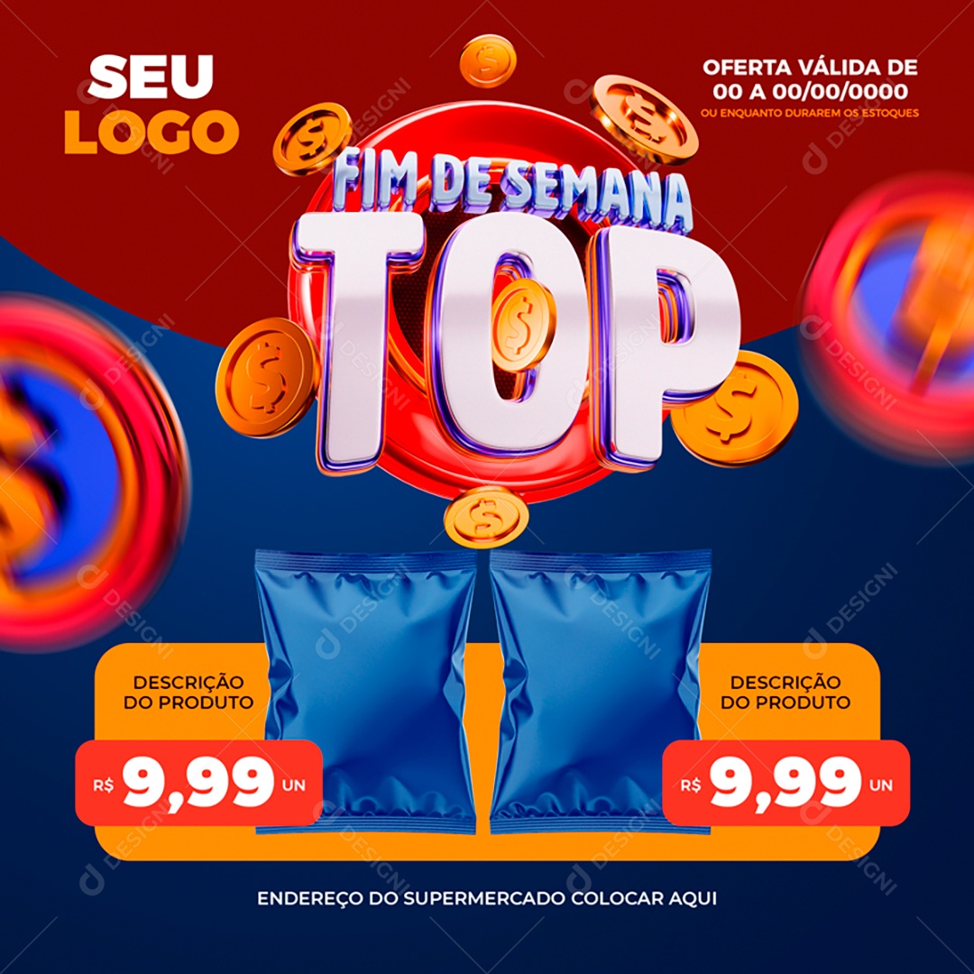 Fim De Semana de Oferta Selo 3D Para Composição PSD