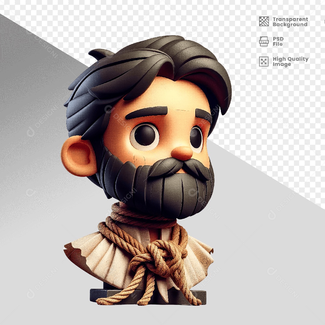 Personagem 3D Semelhante Tiradentes Para Composição PSD