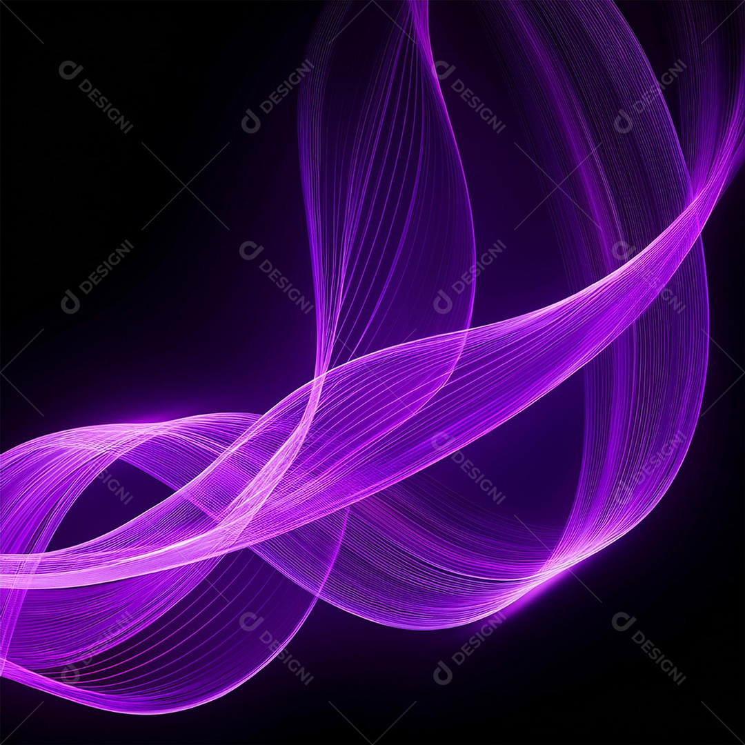 Papel de parede futurista com ondas de néon roxo brilhante