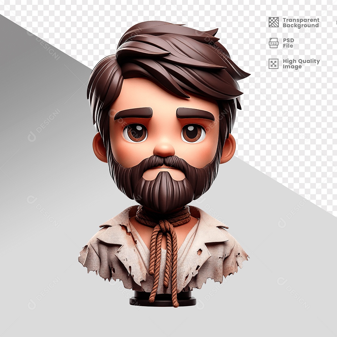 Personagem 3D Semelhante Tiradentes Para Composição PSD