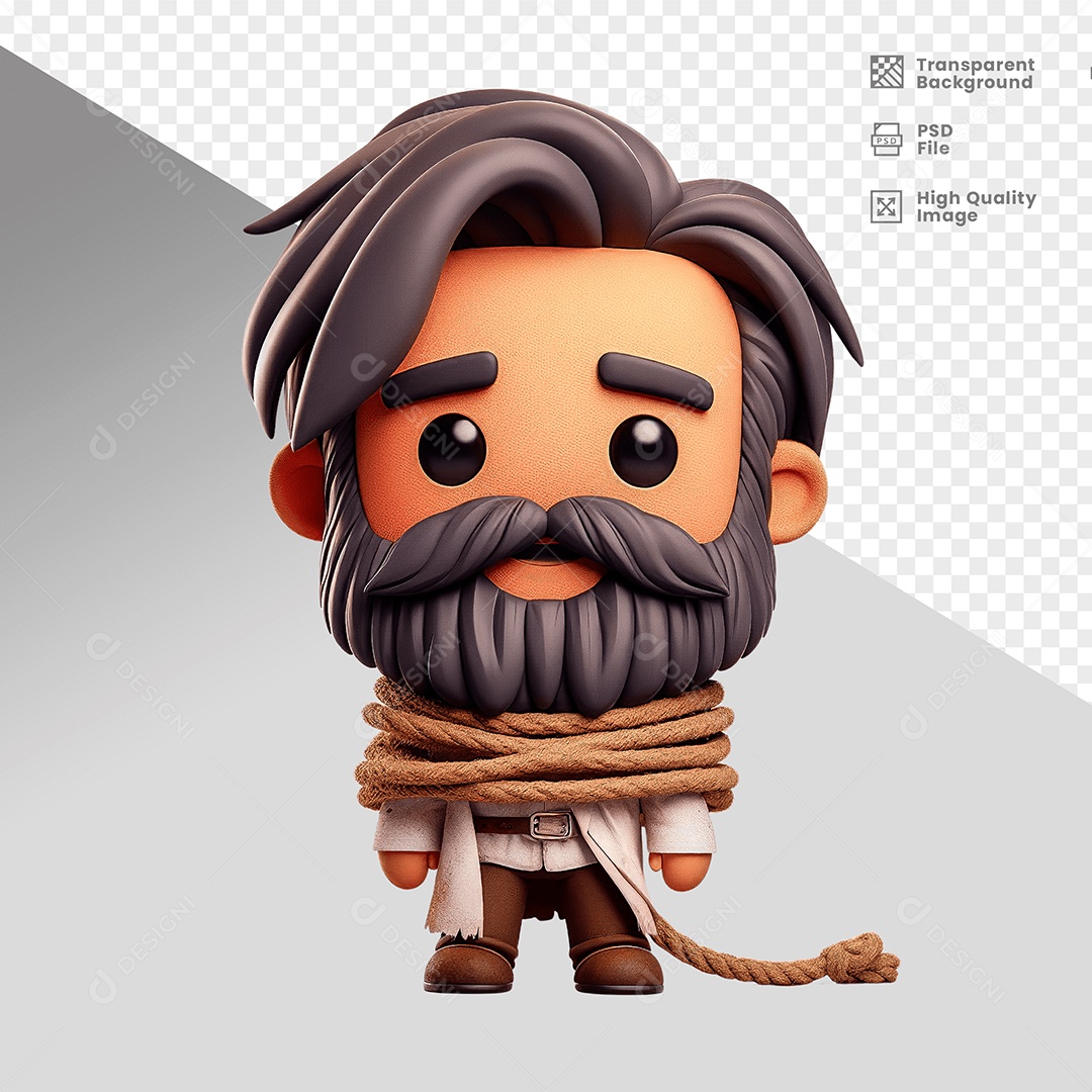 Personagem 3D Semelhante Tiradentes Para Composição PSD