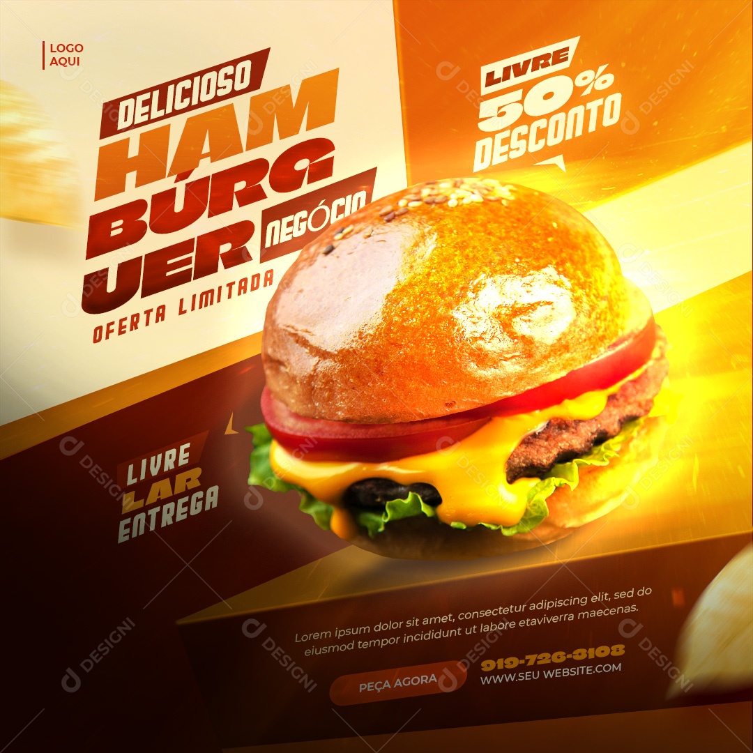 Delicioso Hamburguer Social Media PSD Editável