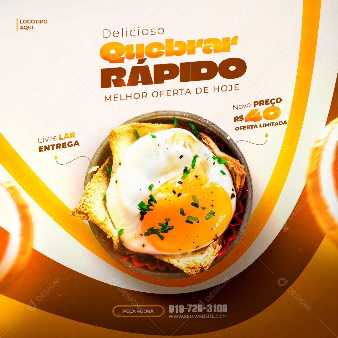 Delicioso Quebrar Rápido Melhor Oferta De Hoje Social Media PSD Editável