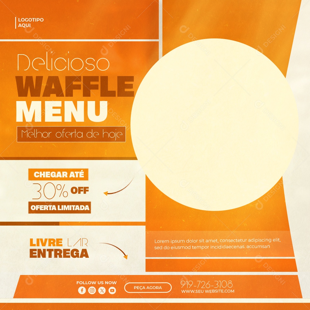 Delicioso Menu Waffle Social Media PSD Editável