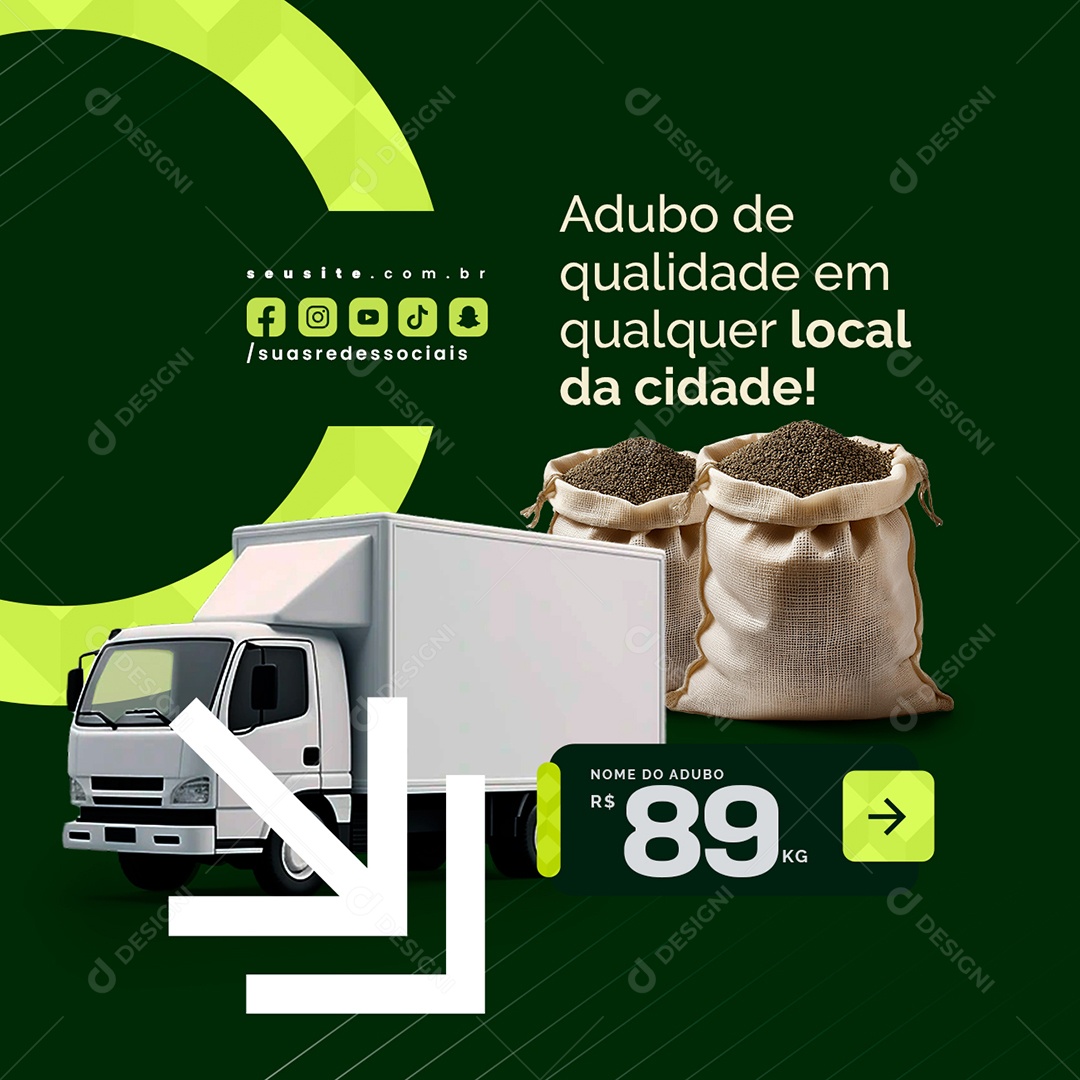 Adubo de Qualidade em Qualquer Local da Cidade Social Media PSD Editável