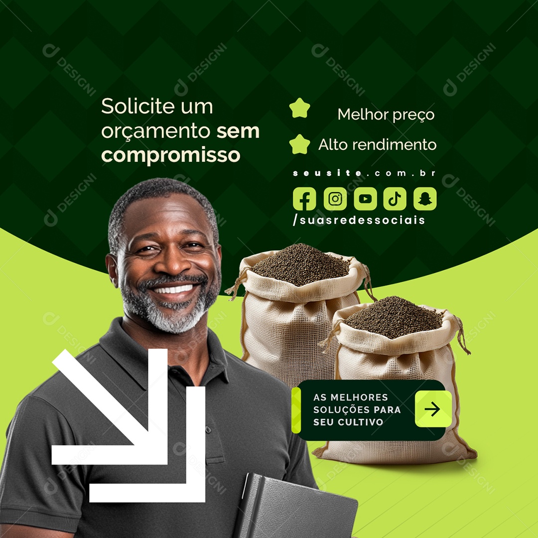 Adubo Solitcite um Orçamento Sem Compromisso Social Media PSD Editável