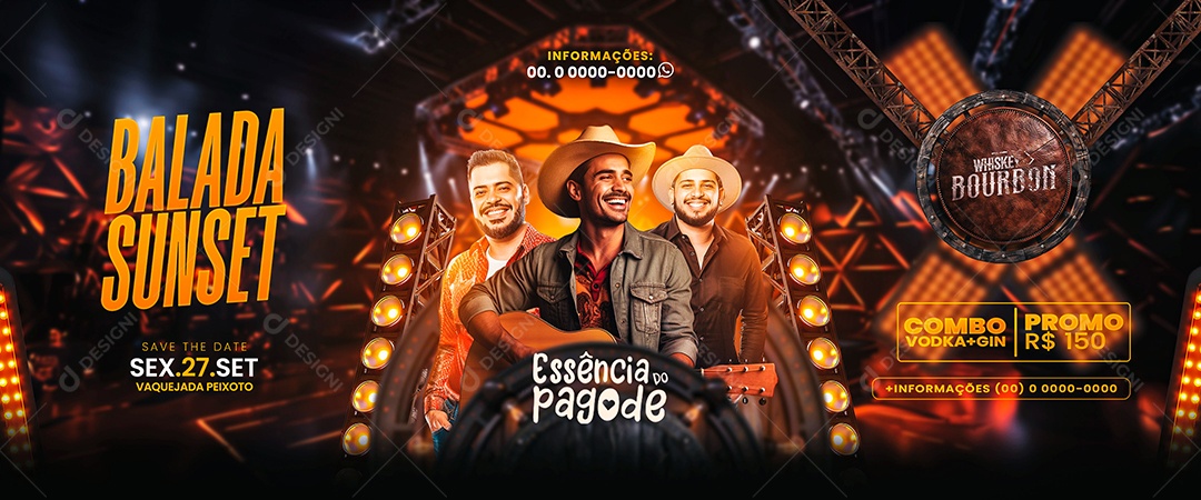 Carrossel Flyer Balada Sunset Social Media PSD Editável