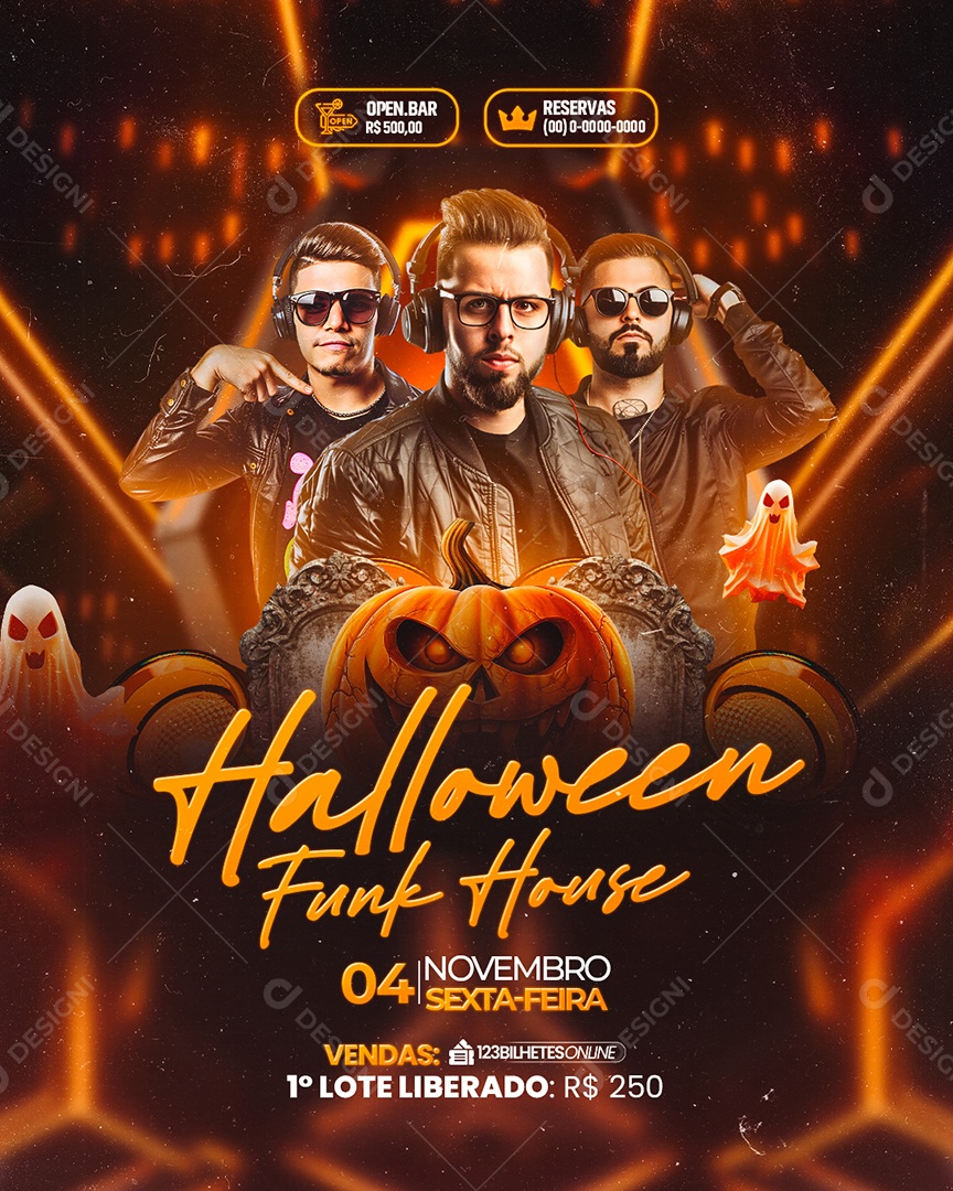 Flyer Halloween Funk House Social Media PSD Editável