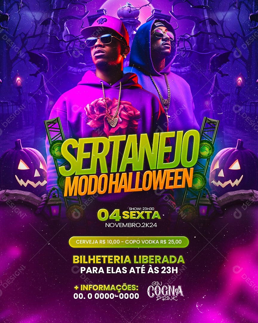 Flyer Sertanejo Modo Halloween Social Media PSD Editável