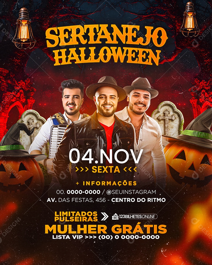 Flyer Sertanejo Halloween Social Media PSD Editável