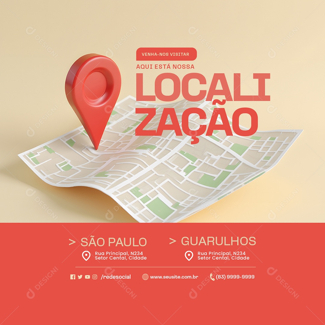 Localizacão Vena-Nos Visitar Social Media PSD Editável