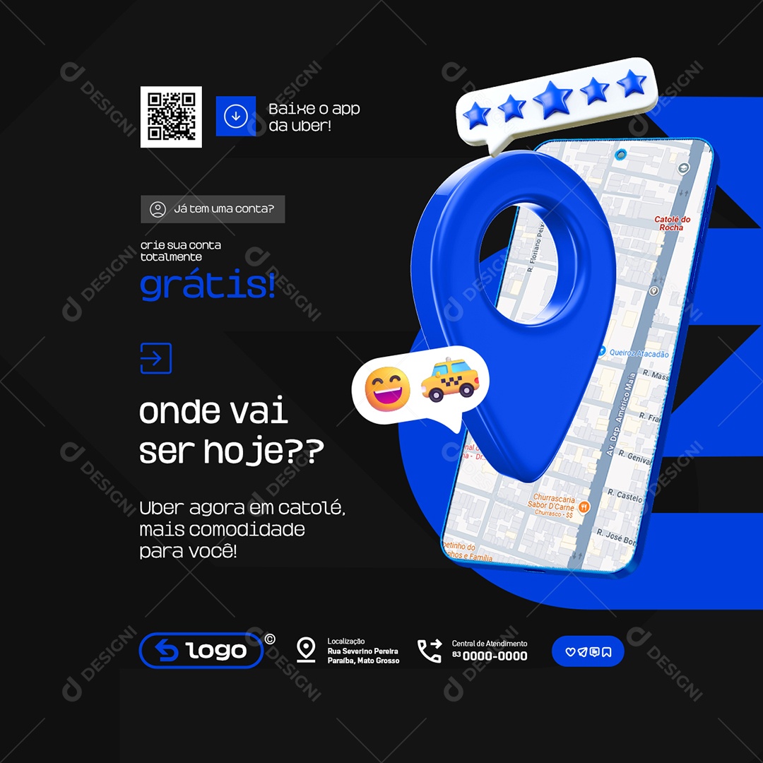 Uber Onde Vai Hoje Social Media PSD Editável