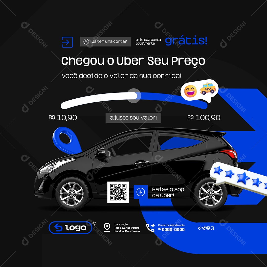 Uber Chegou Social Media PSD Editável