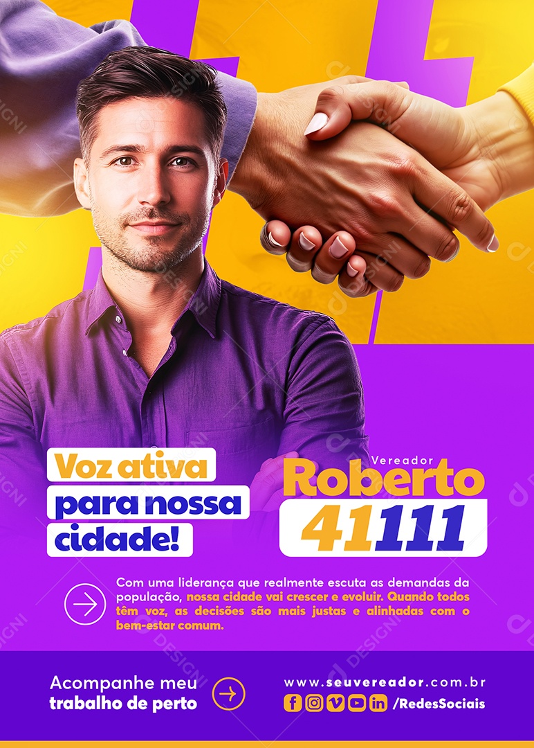 Flyer Política Prefeito Vereador Roberto Social Media PSD Editável