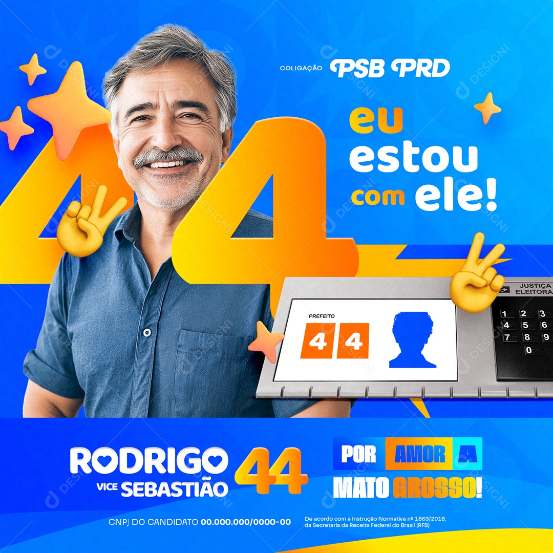 Eleição Política Prefeito Rodrigo Vice Sebastião Social Media PSD Editável
