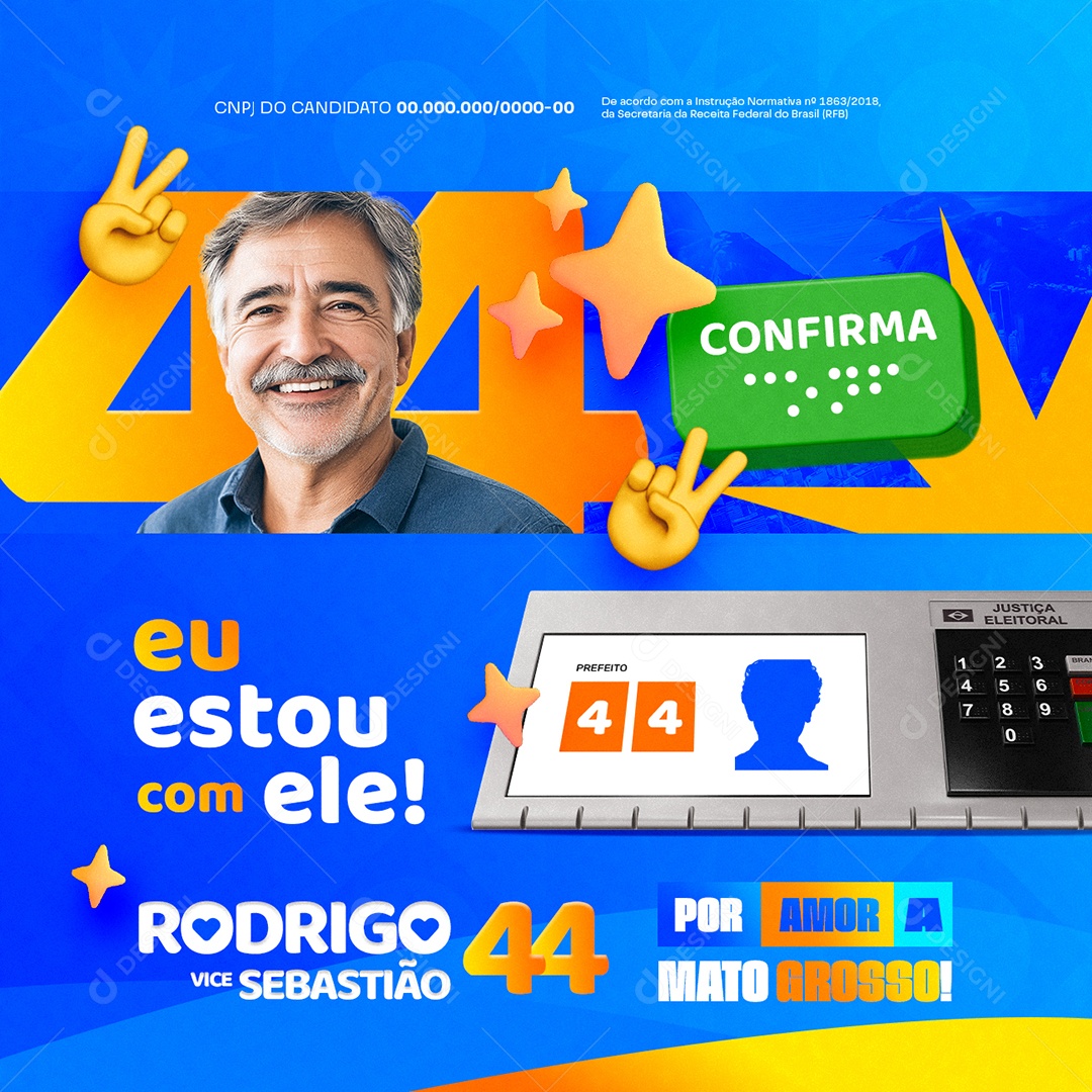 Eleição Política Prefeito Rodrigo Eu Estou Com Ele Social Media PSD Editável