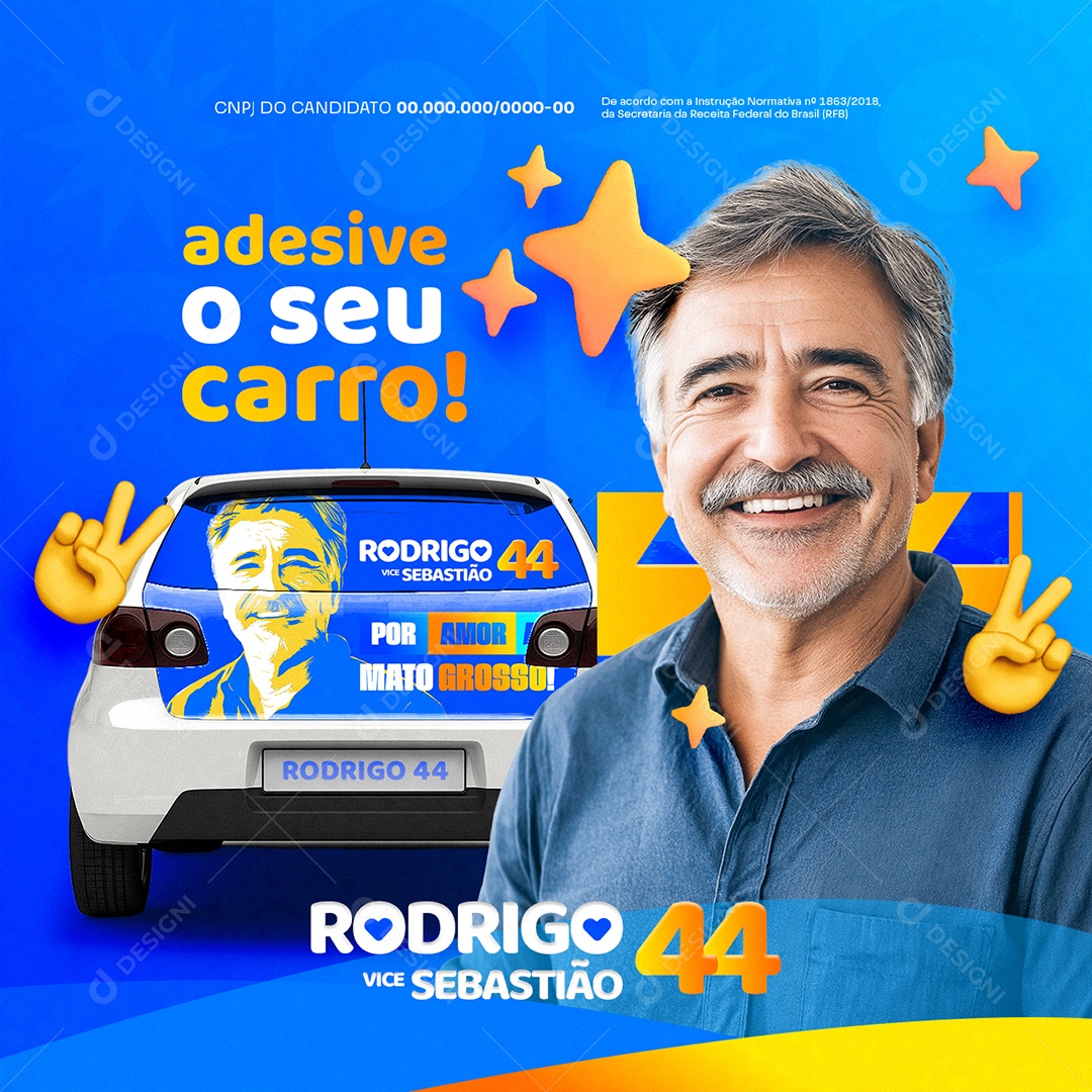 Eleição Política Prefeito Rodrigo Adesive o Seu Carro Social Media PSD Editável