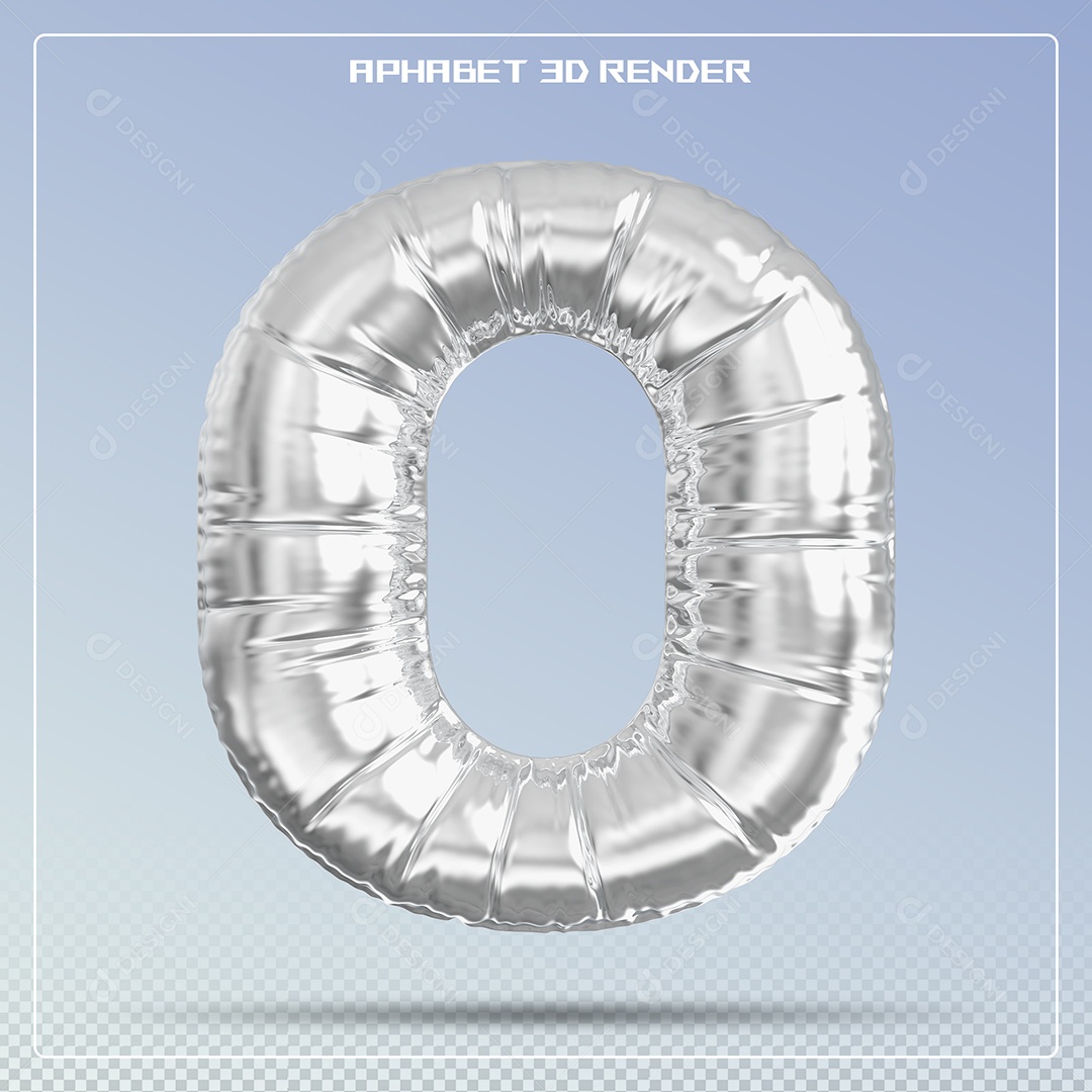 Balão Prata Letra O Maiúscula Elemento 3D Para Composição PSD