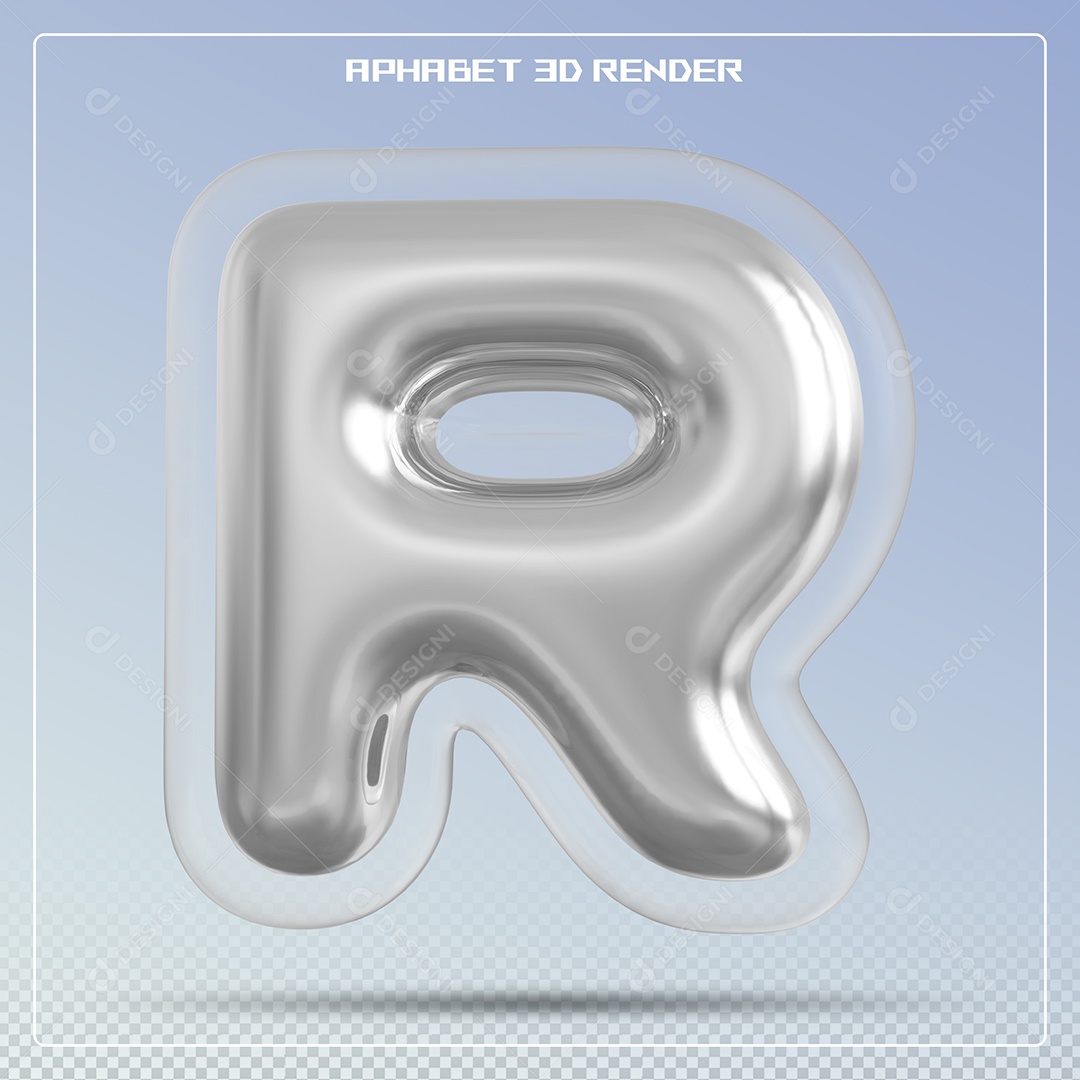 Letra Prata Letra R Maiúscula Elemento 3D Para Composição PSD