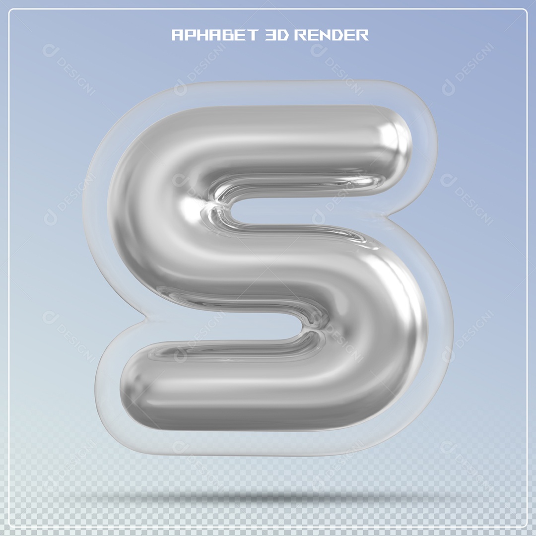 Letra Prata Letra S Maiúscula Elemento 3D Para Composição PSD
