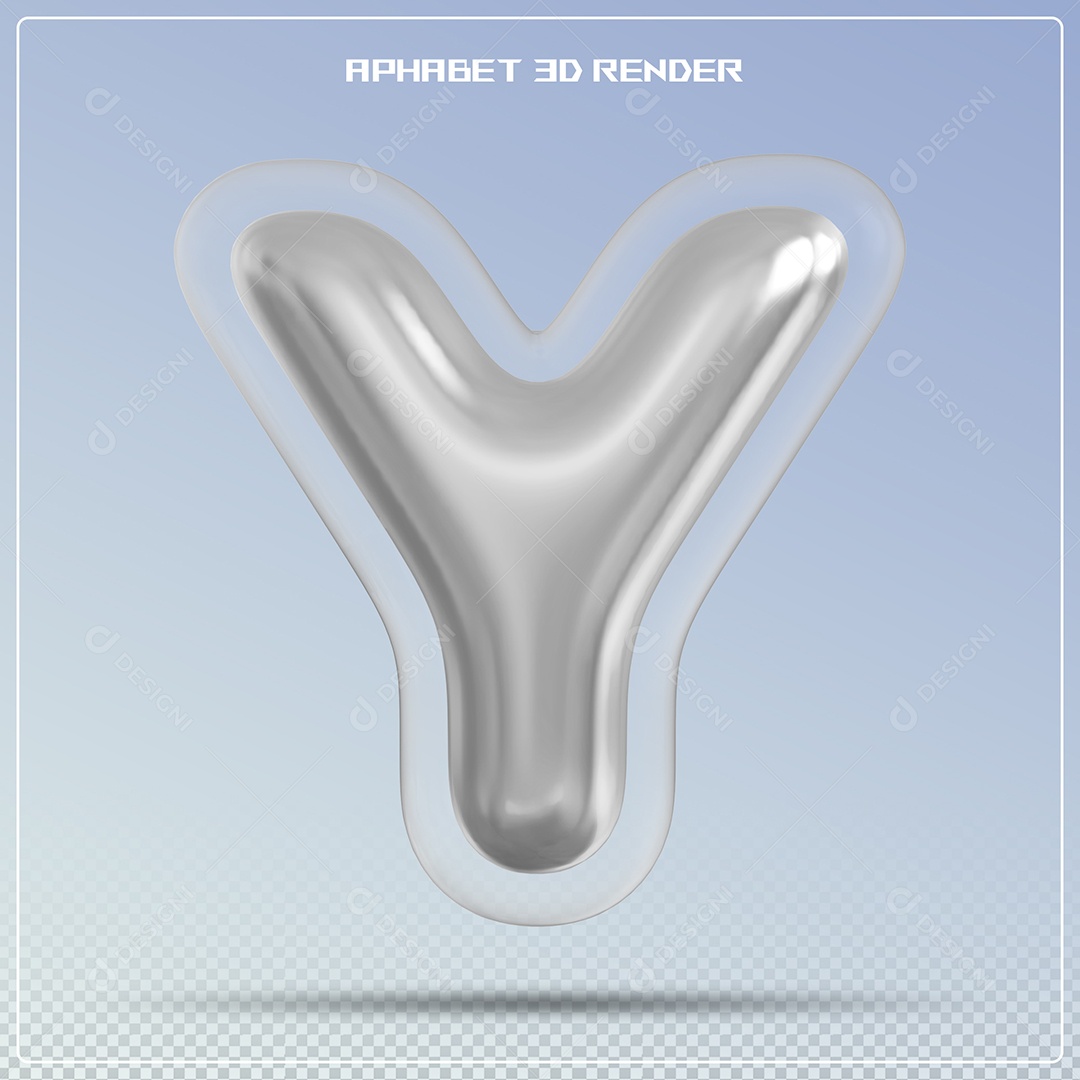 Letra Prata Letra Y Maiúscula Elemento 3D Para Composição PSD