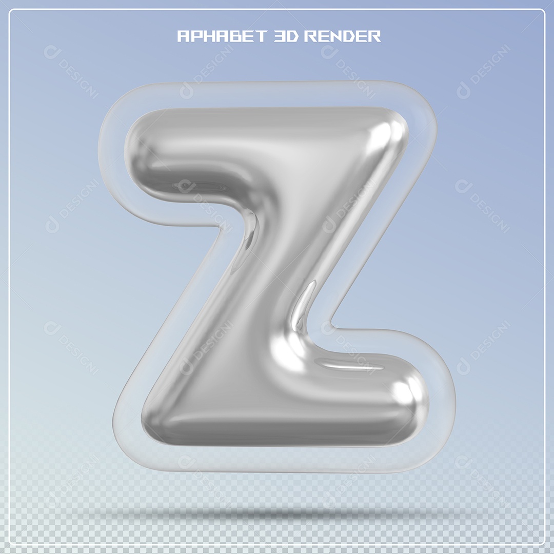 Letra Prata Letra Z Maiúscula Elemento 3D Para Composição PSD