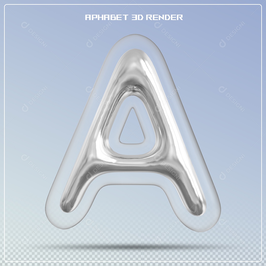 Letra Prata Letra A Maiúscula Elemento 3D Para Composição PSD
