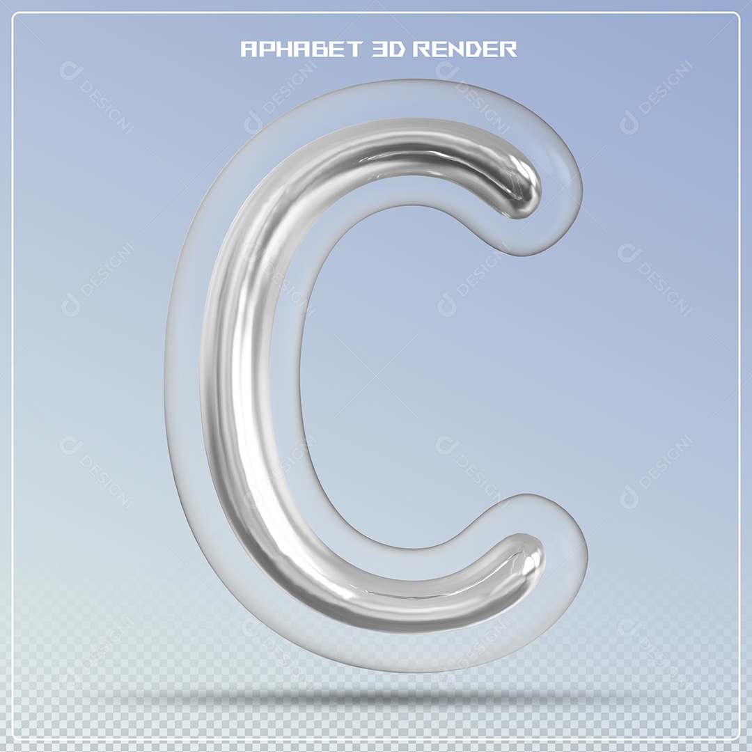 Letra Prata Letra C Maiúscula Elemento 3D Para Composição PSD