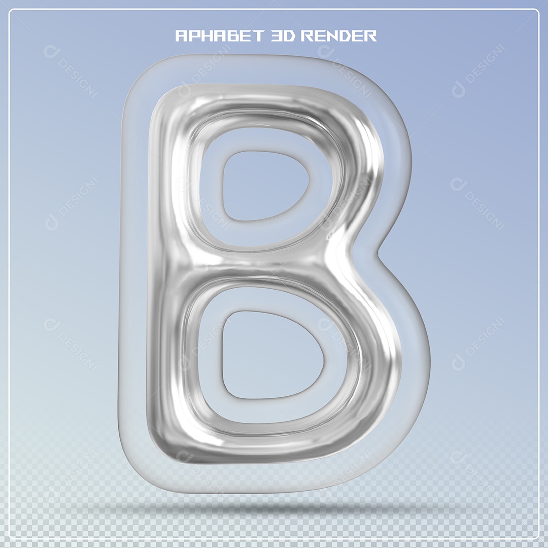 Letra Prata Letra B Maiúscula Elemento 3D Para Composição PSD