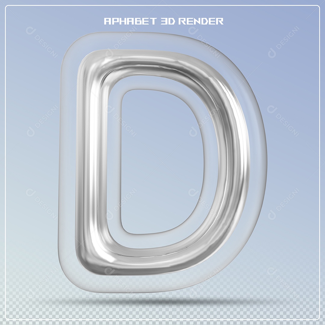 Letra Prata Letra D Maiúscula Elemento 3D Para Composição PSD