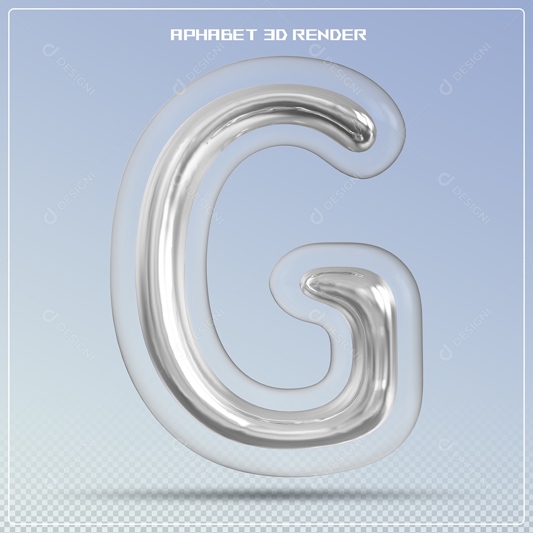 Letra Prata Letra G Maiúscula Elemento 3D Para Composição PSD