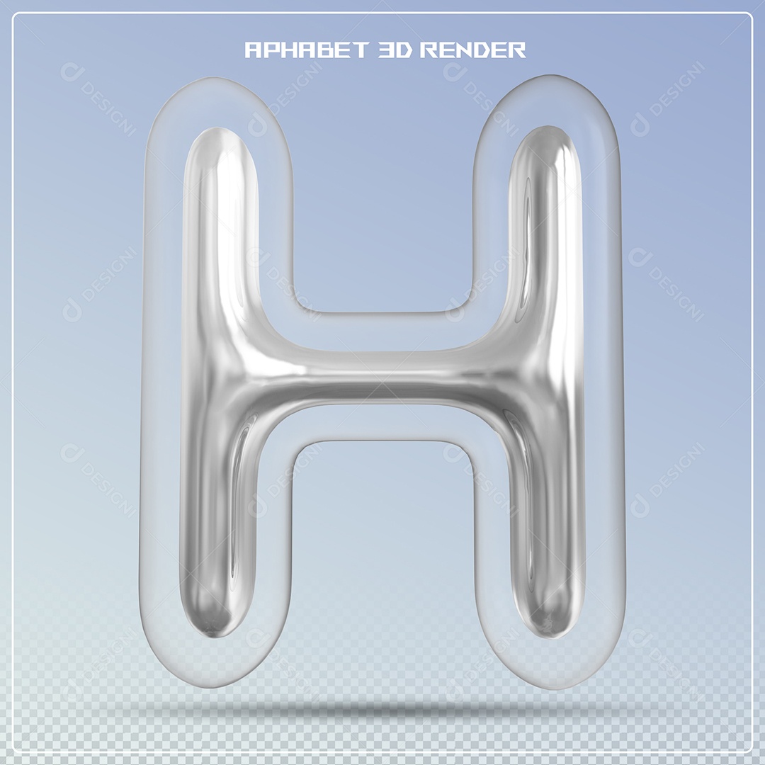 Letra Prata Letra H Maiúscula Elemento 3D Para Composição PSD
