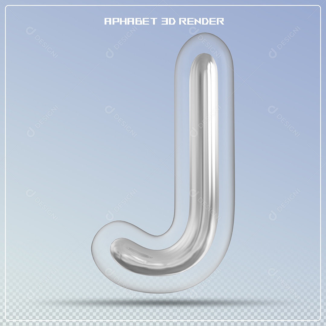 Letra Prata Letra J Maiúscula Elemento 3D Para Composição PSD