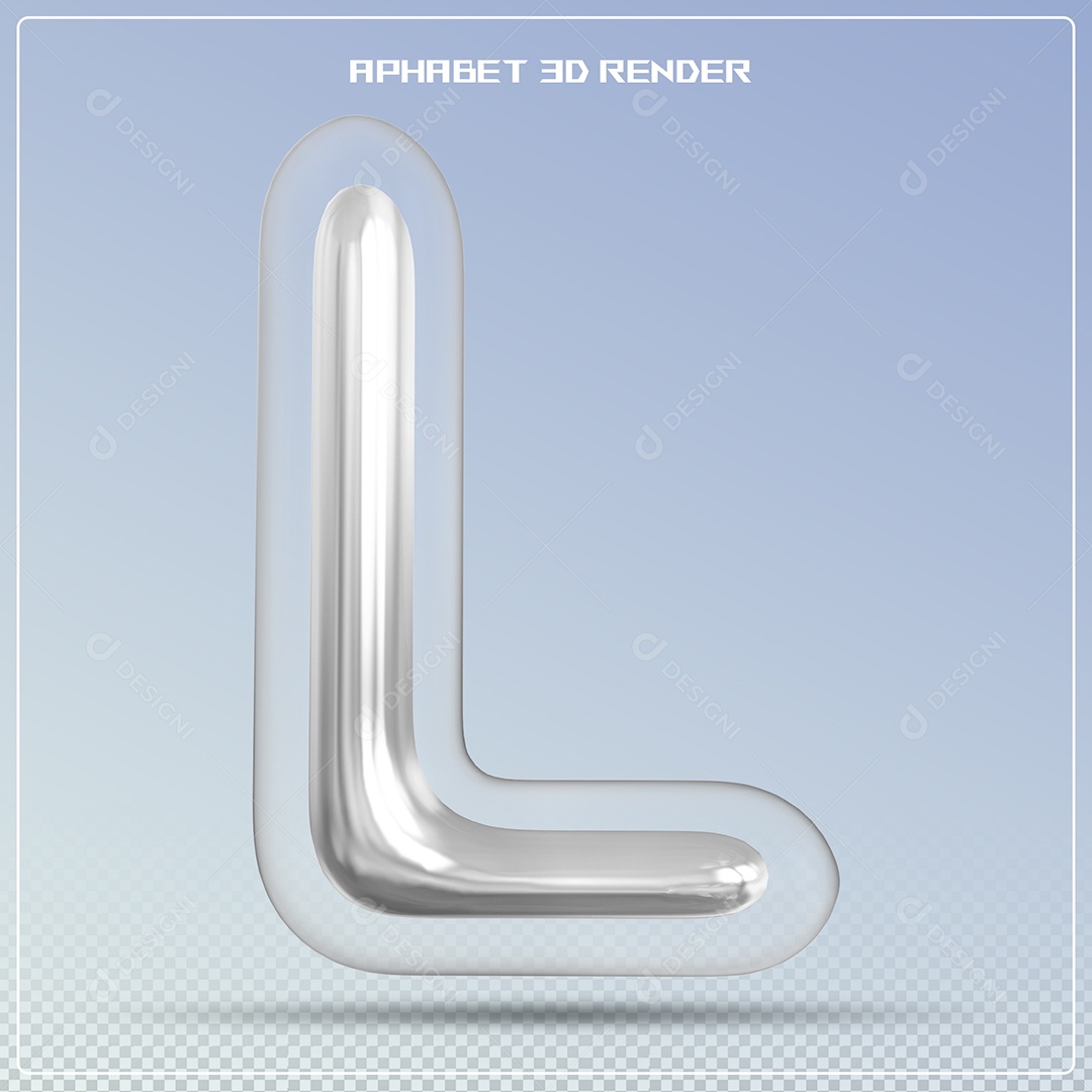 Letra Prata Letra L Maiúscula Elemento 3D Para Composição PSD