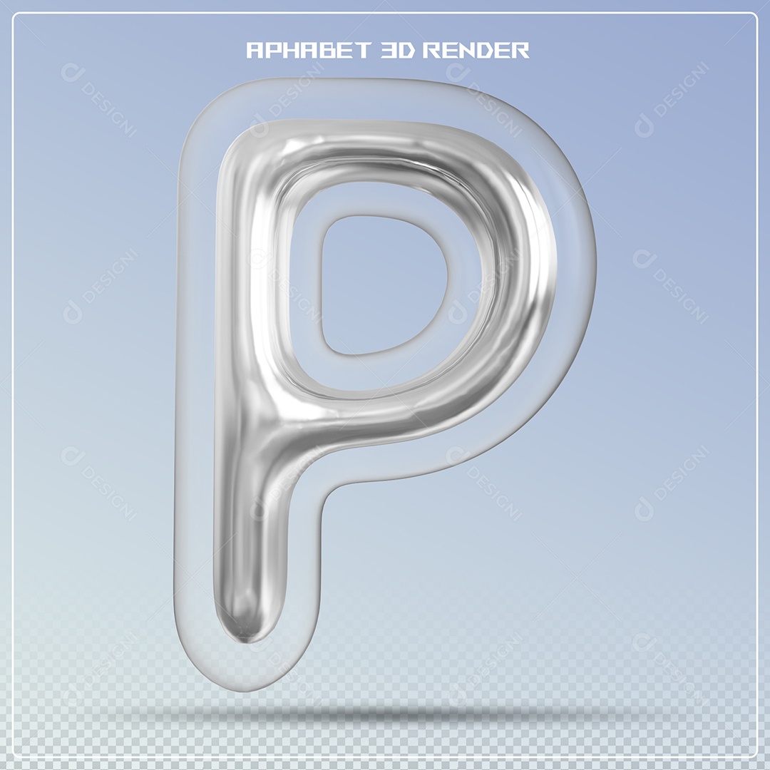 Letra Prata Letra P Maiúscula Elemento 3D Para Composição PSD
