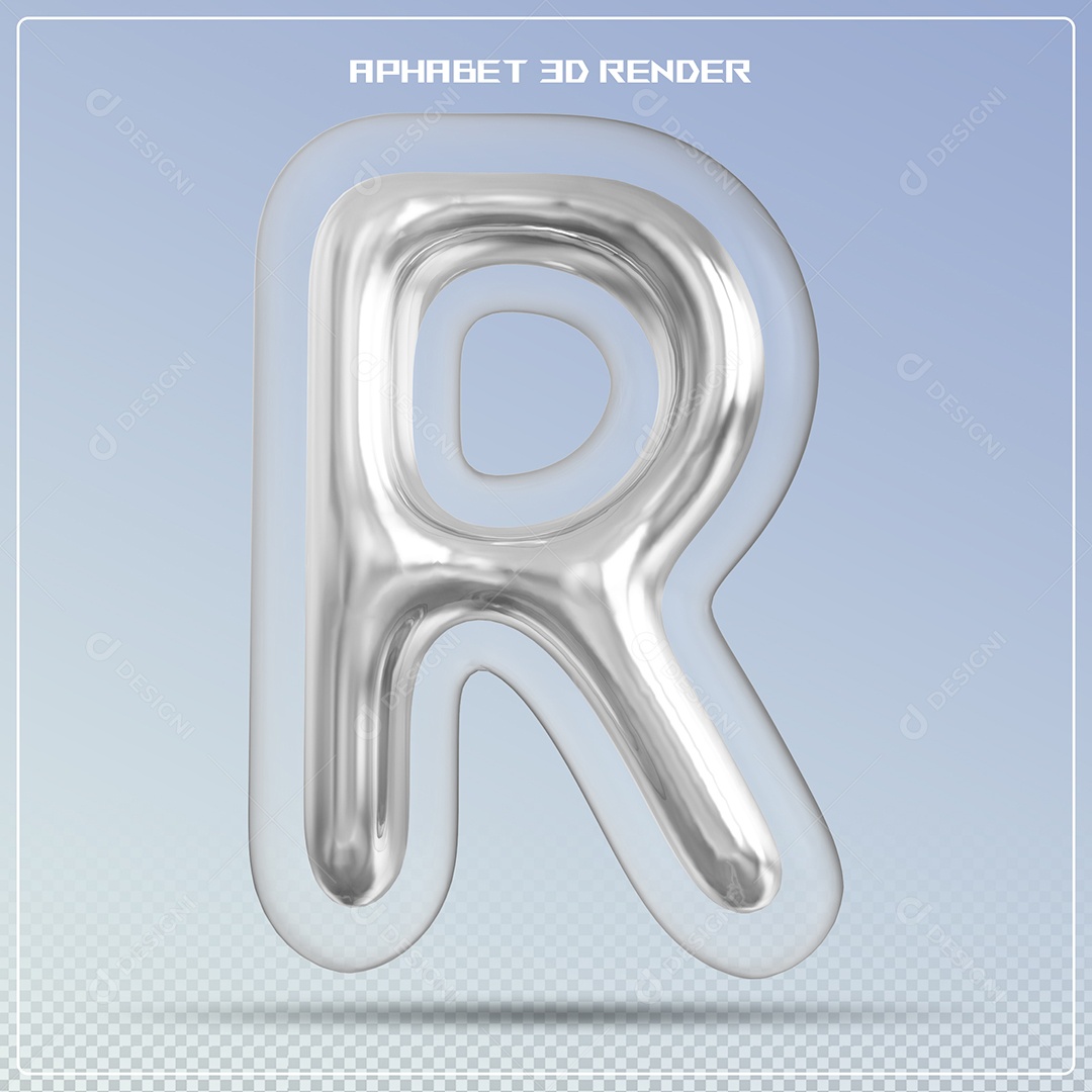 Letra Prata Letra R Maiúscula Elemento 3D Para Composição PSD