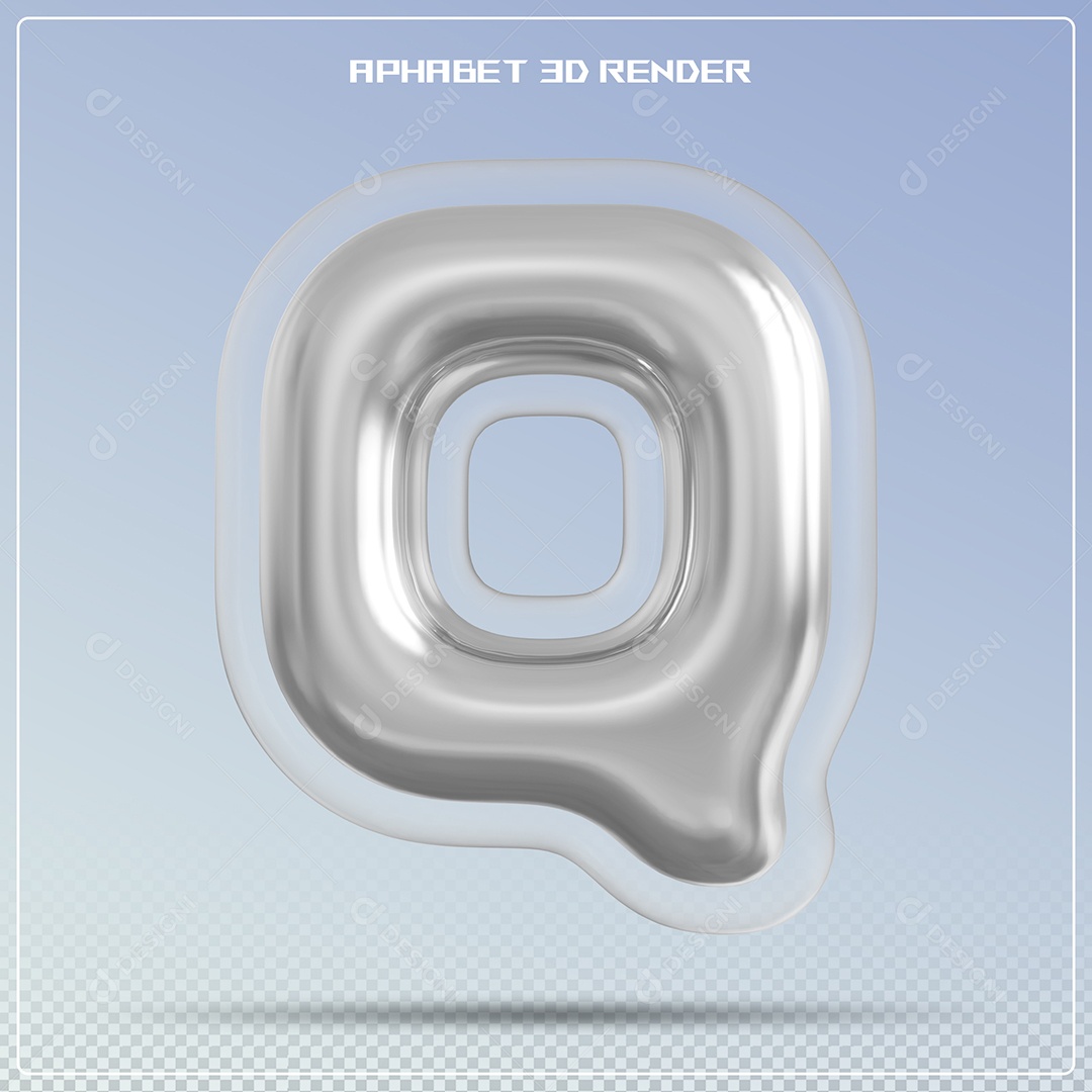 Letra Prata Letra Q Maiúscula Elemento 3D Para Composição PSD
