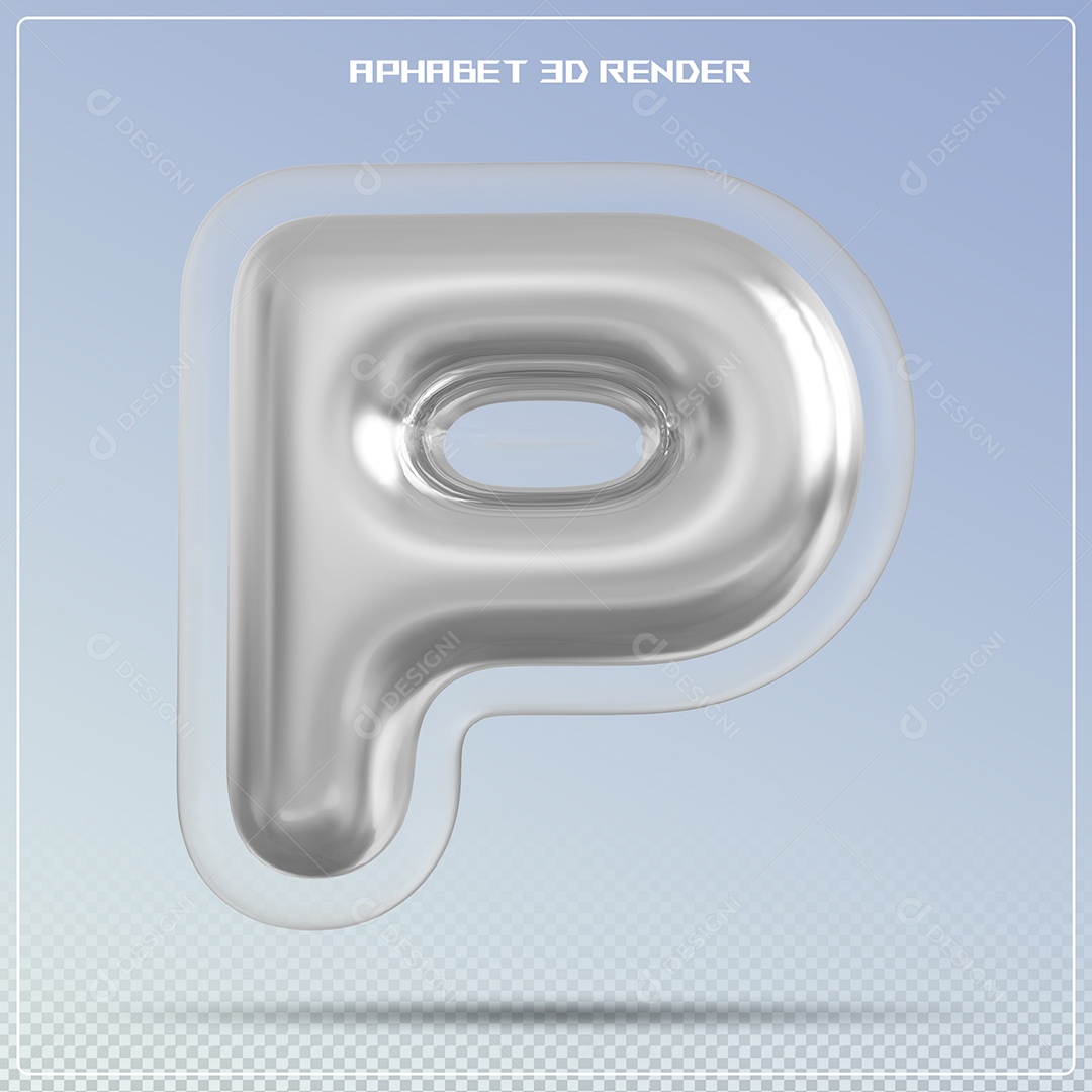 Letra Prata Letra P Maiúscula Elemento 3D Para Composição PSD