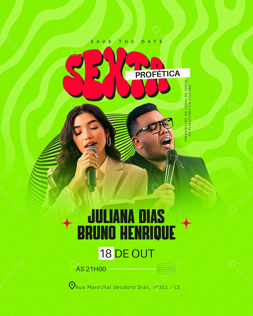 Gospel Culto Sexta Profética Social Media PSD Editável