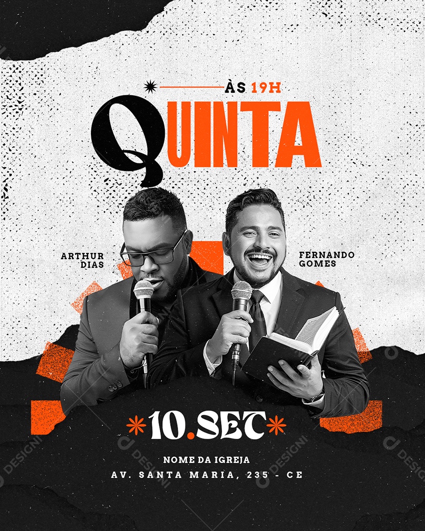 Gospel Culto Quinta Arthur Dias Social Media PSD Editável
