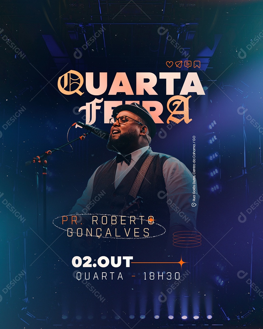 Gospel Quarta Feira Pr Roberto Gonçalves Social Media PSD Editável